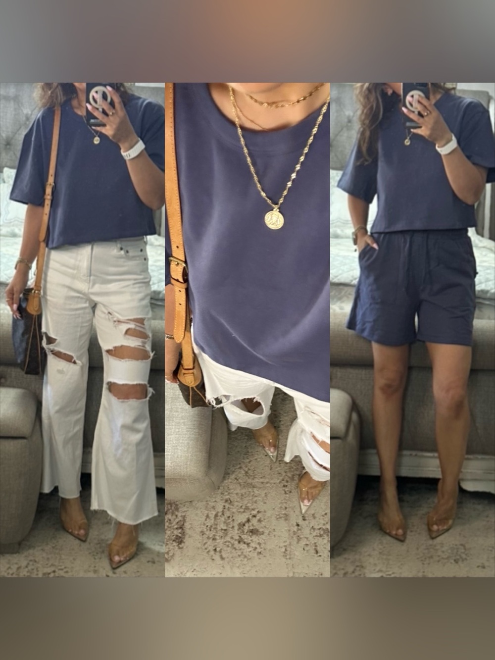 New🍂 🩵 Anthro Slate Blue Cropped Boxy Tee